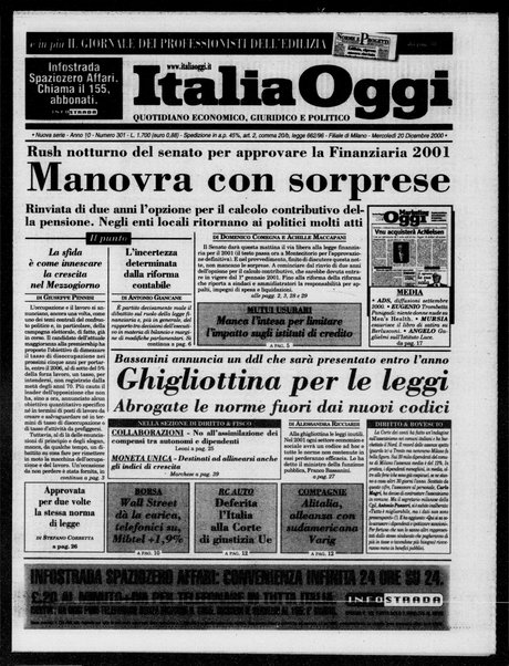 Italia oggi : quotidiano di economia finanza e politica